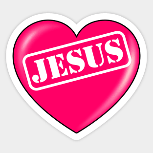 Jesus typography punched out in pink heart Sticker